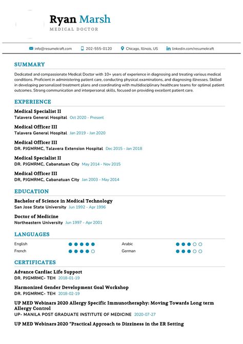 Medical Doctor Resume Sample Resume Doctor Medical Sample Visualcv