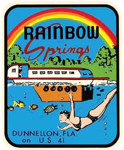 Vintage 1950s Style Rainbow Springs Fl Florida Travel Decal Sticker State Map Etsy