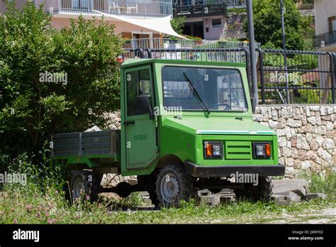 Small Green Pickup Truck Italy Stock Photo Alamy