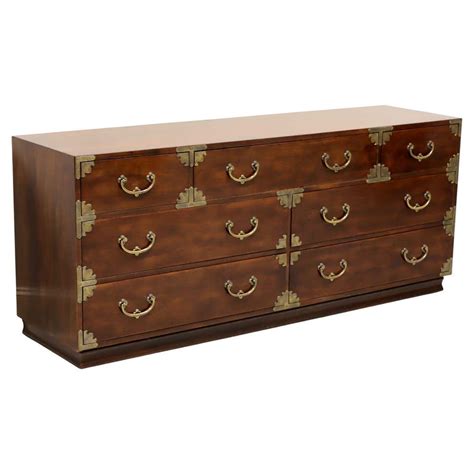 Lacquered In Royal Blue Campaign Style Seven Drawer Dresser For Sale At