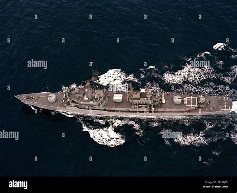 Overhead view of USS Buchanan (DDG-14) underway, in 1990 (6451491 Stock ...