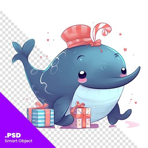 Baleine de dessin animé mignon avec des cadeaux Illustration