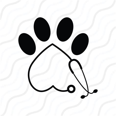 Vet Tech Svg Paw Print Svg Veterinary Stethoscope Svg Cut Table Design Svg Dxf Png Use With