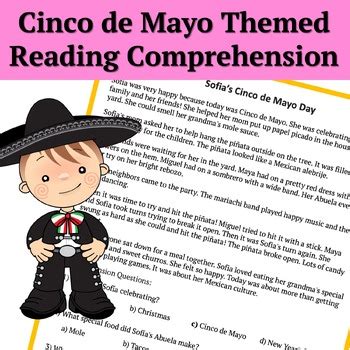 Cinco De Mayo Story Comprehension Questions Writing Prompt Grade