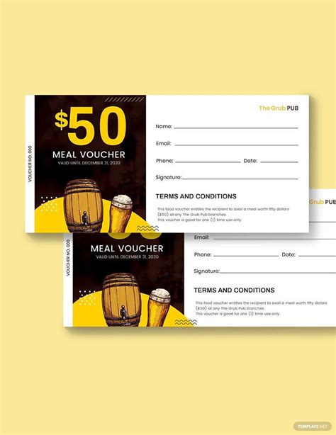 Food Voucher Word Templates Design Free Download