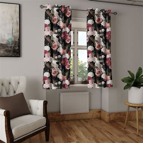 Ambesonne Flowers Grommet Curtain Blossoming Roses Romantic 50x60