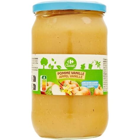 Compote pomme vanille sans sucres ajoutés CARREFOUR CLASSIC le bocal