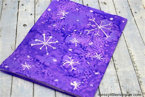 Wax Crayon Resist Snowflake Art - Messy Little Monster