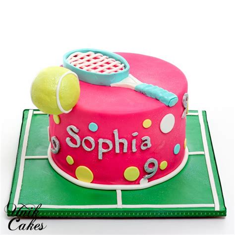 Tennis Theme 9th Birthday Cake The Cake Is Decorated In Hot Pink