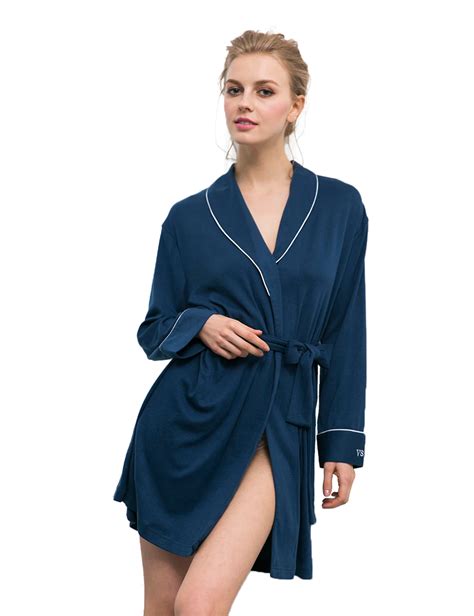 Ladies Cashmere Robes Long Sleeve V Neck Bathrobe Night Robe Dressing