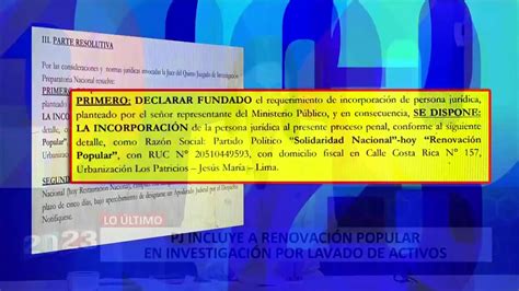 Poder Judicial Incluye A Renovación Popular En Investigación Por Lavado De Activos Vídeo