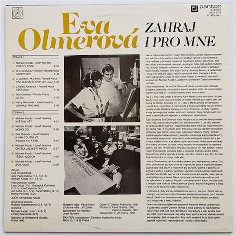 Eva Olmerov Zahraj I Pro Mne Vinyl Shop Cz