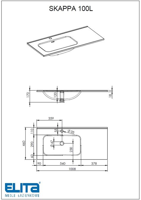 Elita Split White High Gloss Szafka Z umywalką Skappa 100 cm Lewa