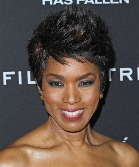 Angela Bassett Short Straight Casual Hairstyle Black Hair Color