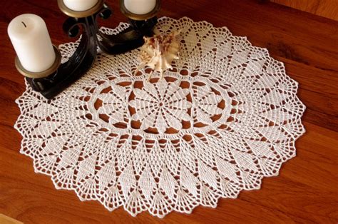 Crochet Table Runner White Runner Oval Crochet Doily Large