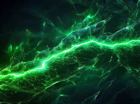 Green Lightning Abstract Plasma Background Premium AI Generated Image