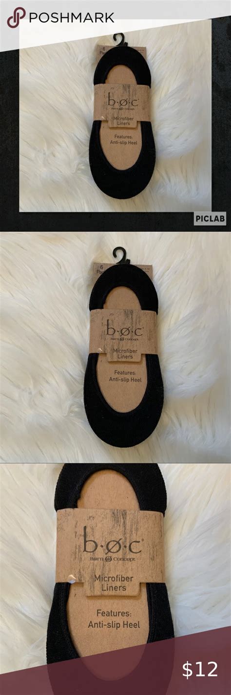 Boc Microfiber Liners Socks Nwt 6 Pairs Black Liner Socks