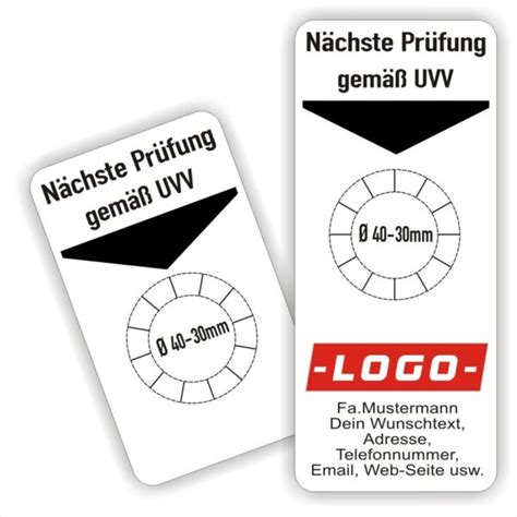 Nächste Prüfung gemäß UVV Wartungsplaketten Unterlage PrintEngel