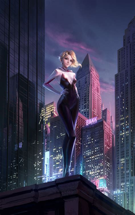 Gwen Stacy By Jialin Zhou Spider Gwen Art Marvel Spider Gwen Spider Girl Spider Web Amazing