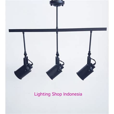 Jual Lampu Gantung Plafon Spotlight Rell Panjang Minimalis Hitam L