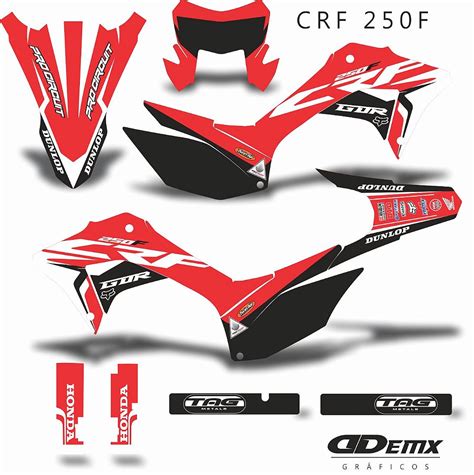 Kit GrÁfico Adesivo Crf 250f 2018 A 2023 Hrc Gdr Red Demx