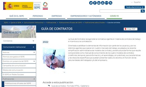 Nueva Guía Oficial De Contratos De Trabajo Del Sepe Laboral Pensiones