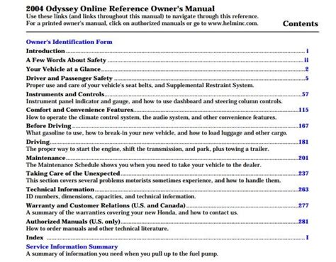 2004 Honda Odyssey Owners Manual PDF Manual Directory