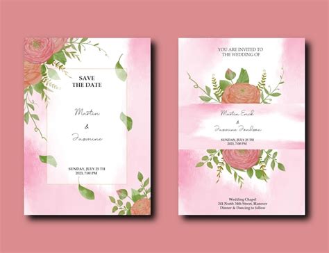 Plantilla De Tarjetas De Invitaci N De Boda Nica Con Dise O De