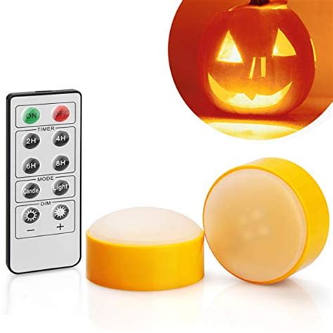 Pack Halloween Led Pumpkin Lights With Remote And Timer Battery