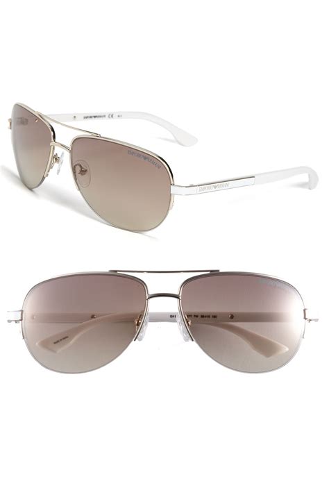 Emporio Armani Metal Aviator Sunglasses In Gold For Men Light Gold White Lyst