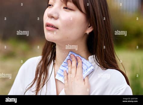 Sweat And Hot Japanese Woman Stock Photo Alamy