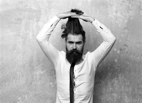 Premium Photo Funny Hairstyle Modern Haircut Bearded Man With Beard Bearded Gay Barbershop