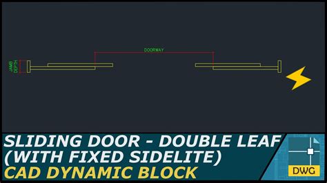 Sliding Door Double Leaf With Sidelite AutoCAD Dynamic Block Plan