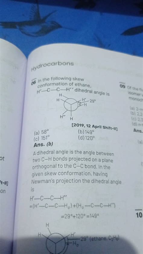 Hydrocarbons 06 In The Following Skew Conformation Of Ethane H′−c−c−h′′ D