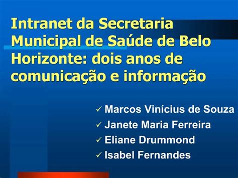 PPT Intranet Da Secretaria Municipal De Sa De De Belo Horizonte Dois