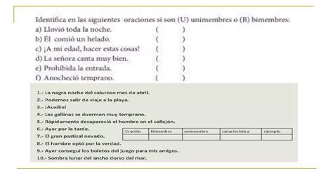 TEMA 9 LA ORACIÓN UNIMEMBRE BIMEMBRE CON EJERCICIOS pptx