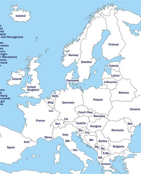 Mapa De Europa Mapa De Pa Ses Europeos Descargar Mapa De Etsy Espa A