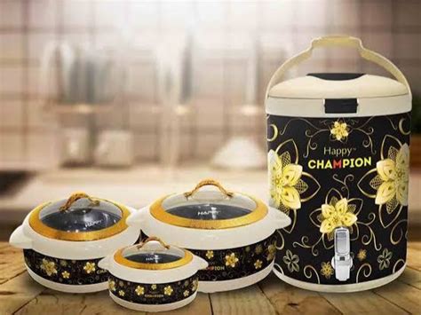 Happy HOT POT WATER COOLER SET Champion Glass Top Black Daraz Pk