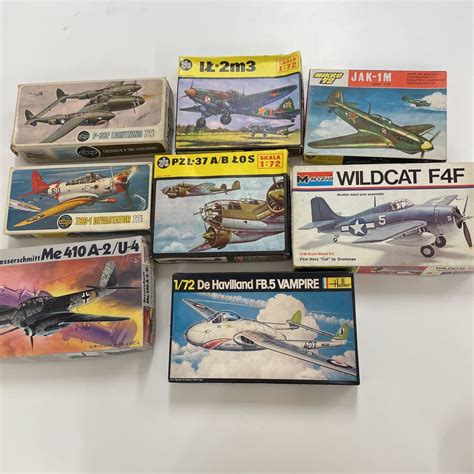 【傷や汚れあり】8点セット172 戦闘機プラモデル Airfix Heller ツクダホビー P 38f ライトニング メッサーシュミット