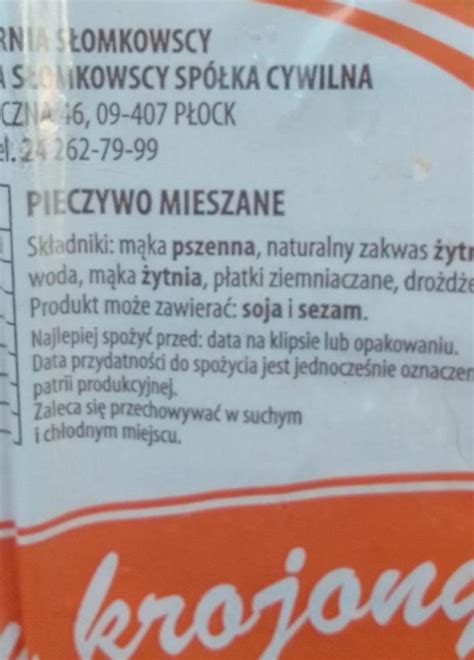 Chleb Codziennie Krojony Piekarnia S Omkowscy Kalorie Kj I Warto Ci