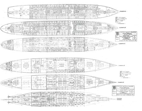 Deck Plans Part Ii For The Proposed Type F Liner For Empresa Nacional Elcano Of Spain C1945