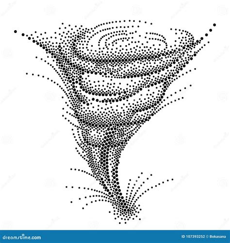 Vector Dotted Spiral Of Tornado Or Typhoon Or Hurricane In Black