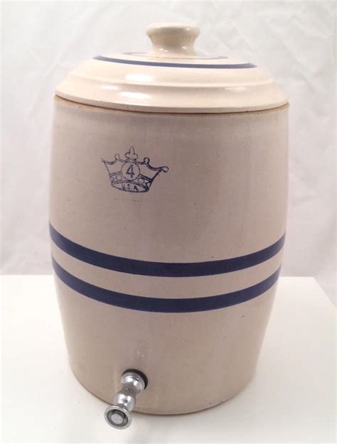 Robinson Ransbottom Stoneware Gal Stripe Blue Crown Crock Water