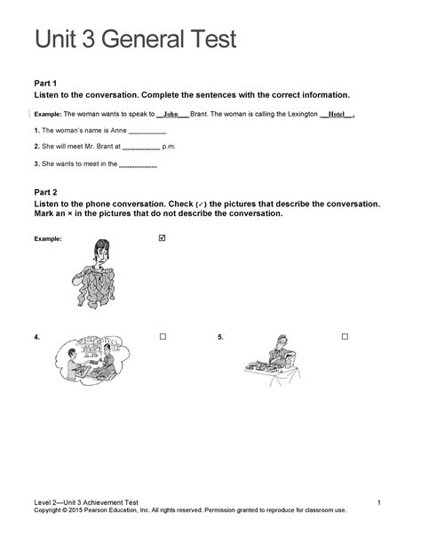 TN2 U3 Assessment Examen Unit 3 General Test Part 1 Listen To The