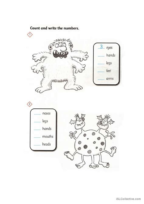 monster numbers: English ESL worksheets pdf & doc