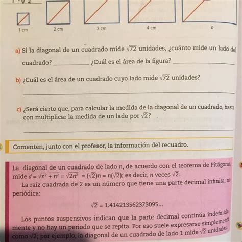 Si La Diagonal De Un Cuadrado Mide Unidades Cuanto Mide Un Lado De