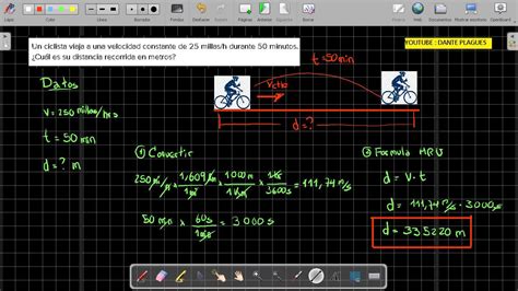 Un Ciclista Viaja A Una Velocidad Constante De 25 Millas H Durante 50