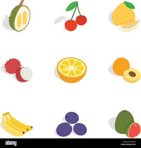 Fruits Icons Isometric D Style Stock Vector Image Art Alamy