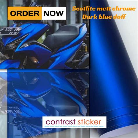 Jual Stiker Skotlet Motor Biru Metalik Krom Doff Scotlite Biru Metalik