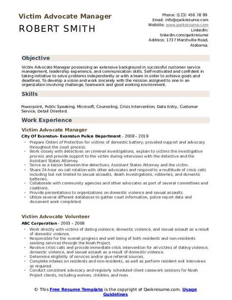 10 Victim Advocate Resume Samples And Templates For 2025